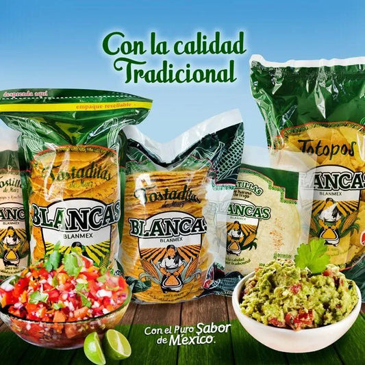 Caja de Tostadas De Maíz Blancas Crujientes 60 bolsas (con 6 Pzas C/u)