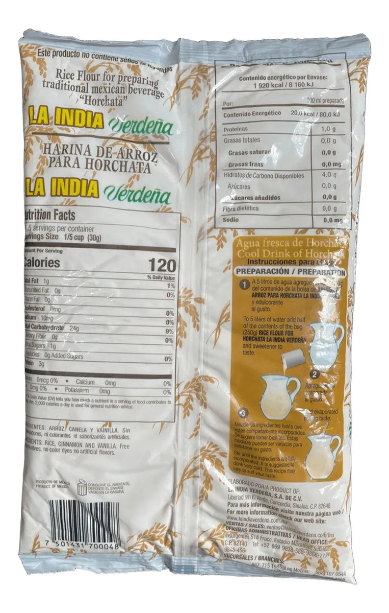 Harina De Arroz Para Horchata La India Verdeña