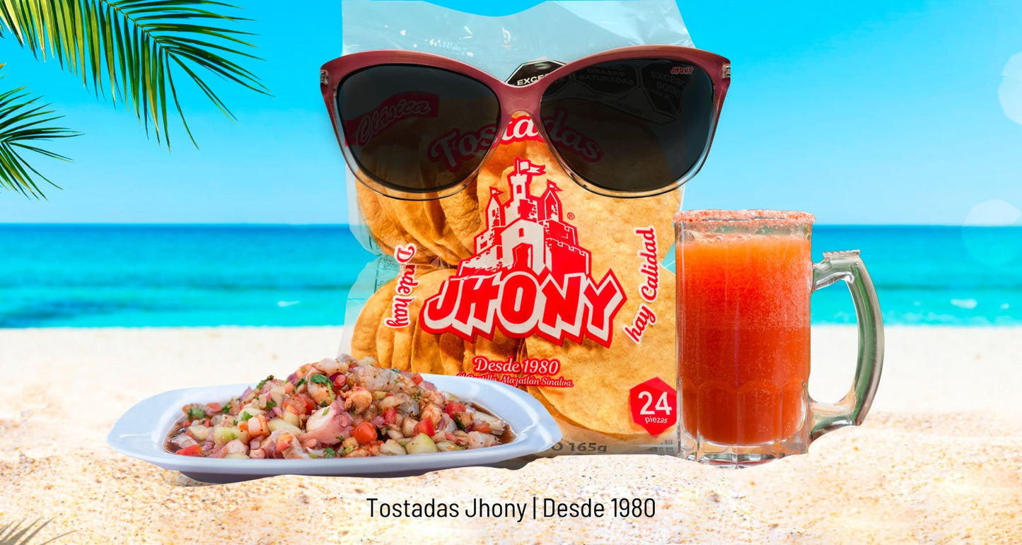 Caja de Tostadas De Maíz Clásica Jhony Con 24 bolsas de 24 tostadas Cada Una