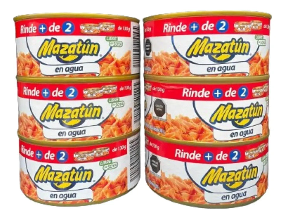 Caja de Atún Enlatado Mazatún En Agua Pack De 6 Latas De 285 Gr