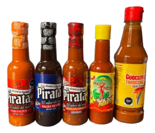 Mix 5 Salsas Picantes Sinaloenses Pirata mazpicor guacamaya