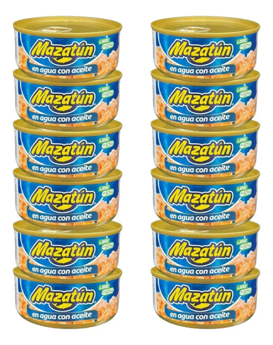 Caja de Atún Enlatado Mazatún En Agua Con Aceite Pack De 12 (130 Gr)