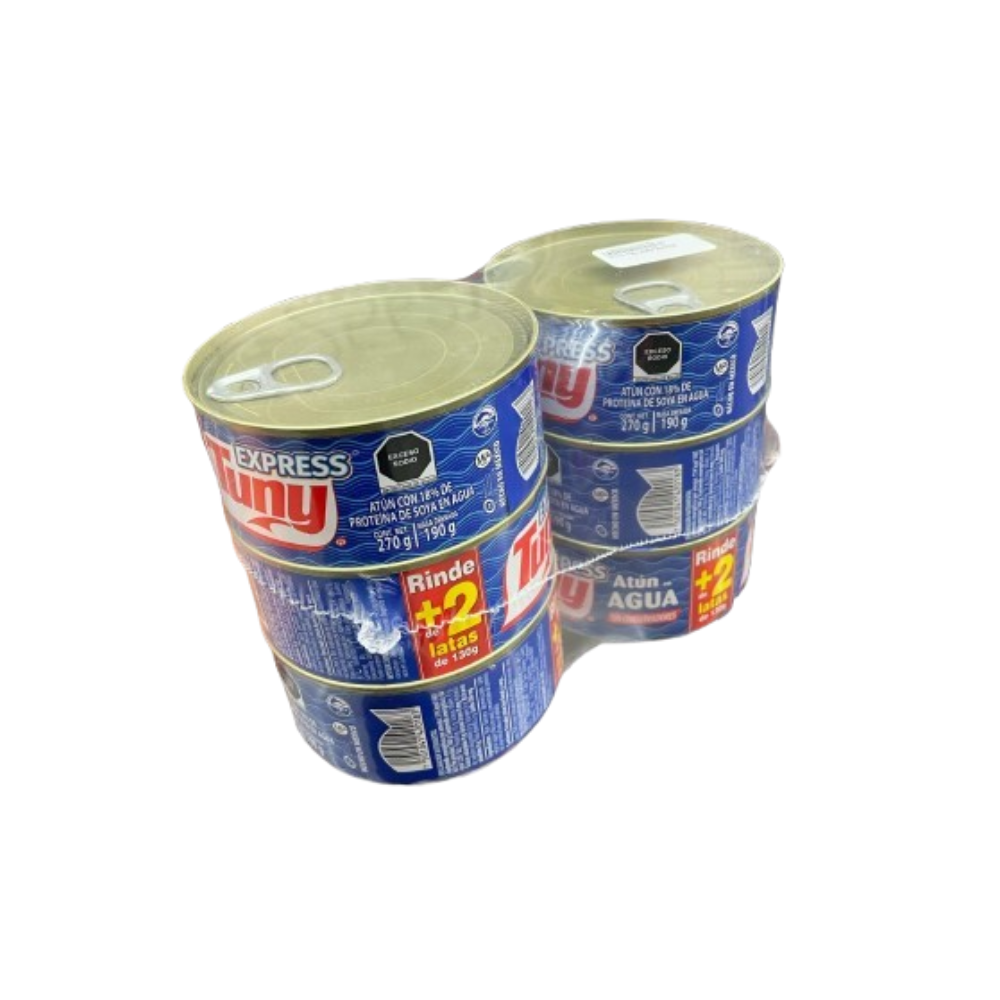 6 Latas De Atún En Agua Tuny Express Con 270 G Cada Una