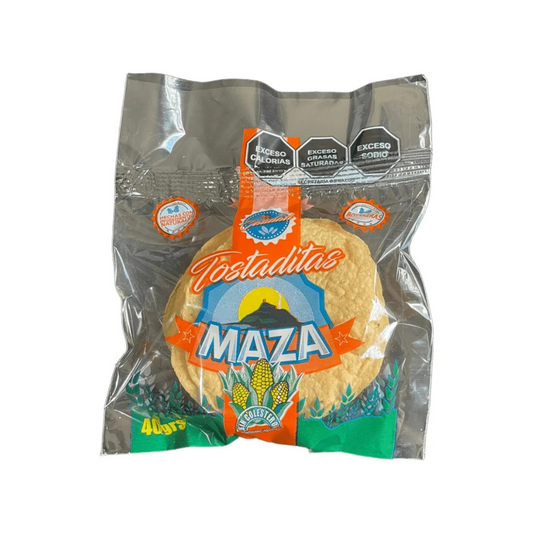 Caja de Tostadas De Maíz Maza Con 100 Bolsas de 5 Tostadas Cada Una