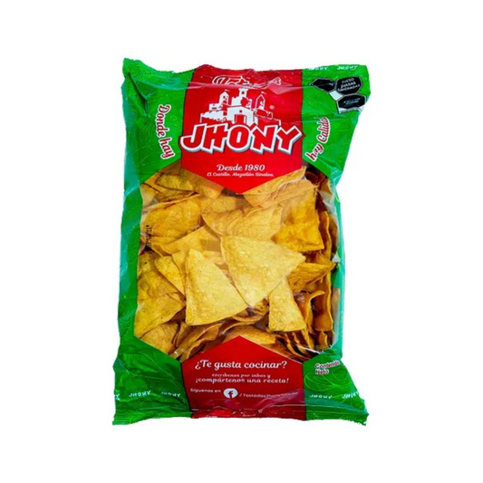 Caja de Totopos De Maíz Triangular Jhony Con 10 Paquetes de 300g
