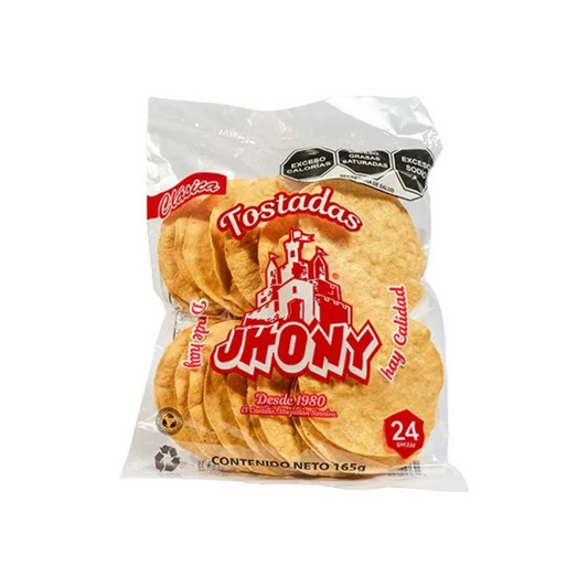 Caja de Tostadas De Maíz Clásica Jhony Con 24 bolsas de 24 tostadas Cada Una